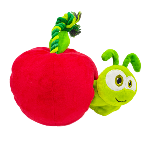 Delightful Apple-Shaped Plush Dog Toy Interactive Treat Hiding Puzzle with Squeakers, Perfect for Enriching Play Sessions