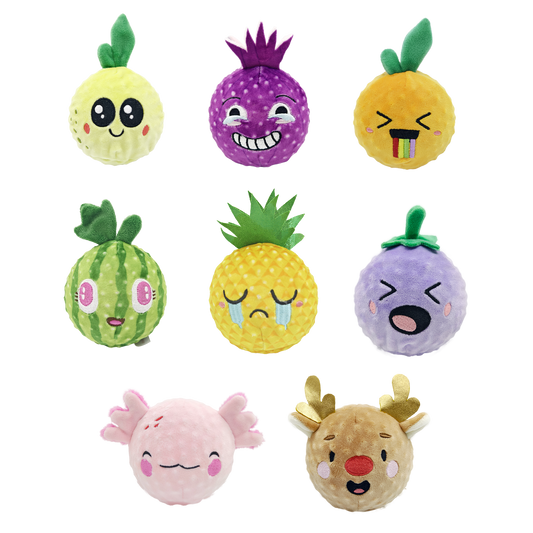 Assorted Vegetable & Fruit Themed Squeaky Dog Balls Colorful Plush Toys for Interactive Play, Irresistibly Cute & Durable Design