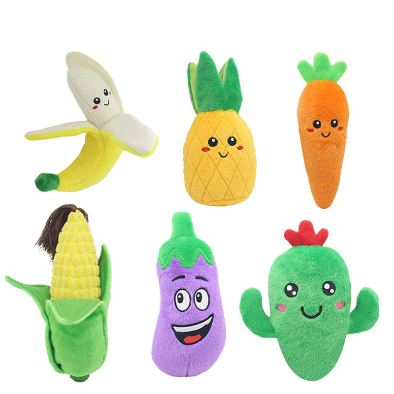 Squeaky Plush Dog Toys - Small Breed Puppy Chew Toys - Chewing Toys for Dogs - Small Dog Plush Toys Set - Cute Dog Chew Toys - Vegetable Dog Toys - Fruit Squeaky Toys for Small Dogs