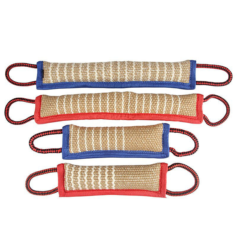 Dog Tug Toy, Dog Bite Jute Pillow Pull Toy with 2 Strong Handles, Perfect for Tug of War, Puppy Training Interactive Play, Durable Bite Training Toys for Medium to Large Dogs