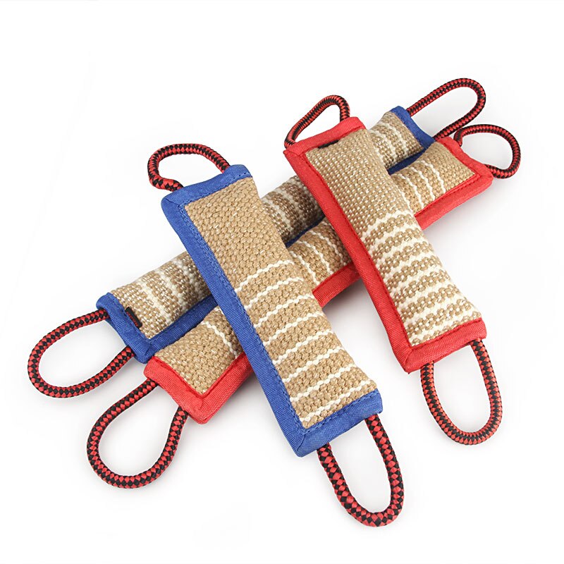 Dog Tug Toy, Dog Bite Jute Pillow Pull Toy with 2 Strong Handles, Perfect for Tug of War, Puppy Training Interactive Play, Durable Bite Training Toys for Medium to Large Dogs