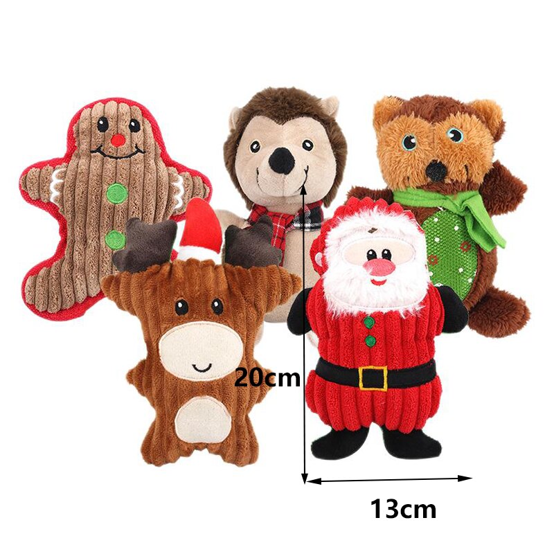 Christmas Dog Rope Toys Pack Squeaky Plush Dog Toys Xmas Pet Gifts,Tough Pets Puppy Chew Interactive Toys,Cute Soft Pet Toys for Small Medium Dogs Teeth Cleaning