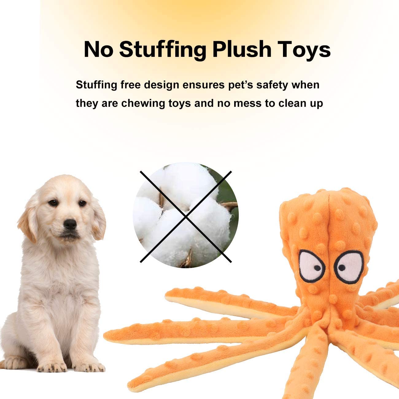 Dog Squeaky Toys Octopus - No Stuffing Crinkle Plush Dog Toys for Puppy Teething, Durable Interactive Dog Chew Toys for Small, Medium and Large Dogs Training and Reduce Boredom