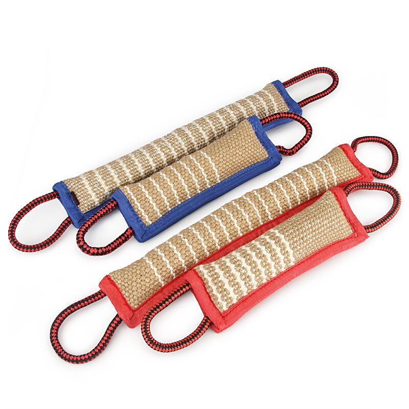 Dog Tug Toy, Dog Bite Jute Pillow Pull Toy with 2 Strong Handles, Perfect for Tug of War, Puppy Training Interactive Play, Durable Bite Training Toys for Medium to Large Dogs