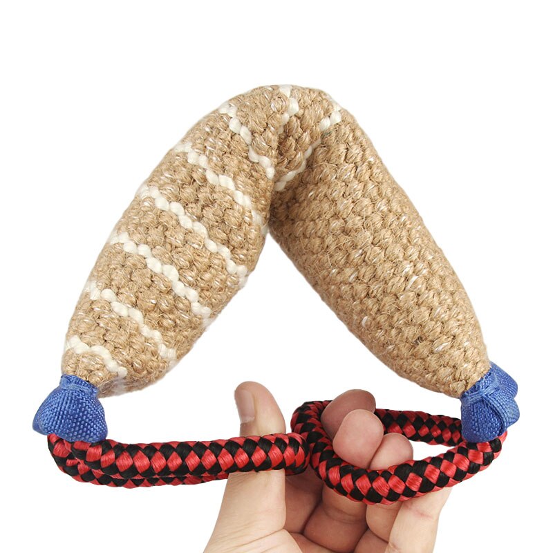 Dog Tug Toy, Dog Bite Jute Pillow Pull Toy with 2 Strong Handles, Perfect for Tug of War, Puppy Training Interactive Play, Durable Bite Training Toys for Medium to Large Dogs