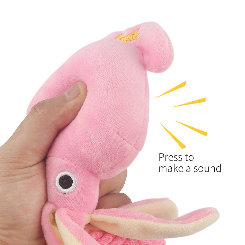 Cute Squid Small Dog Toy Sound BB Plush Pet Puppy Rope Toys Pink Chew Squeak Toys For Cat