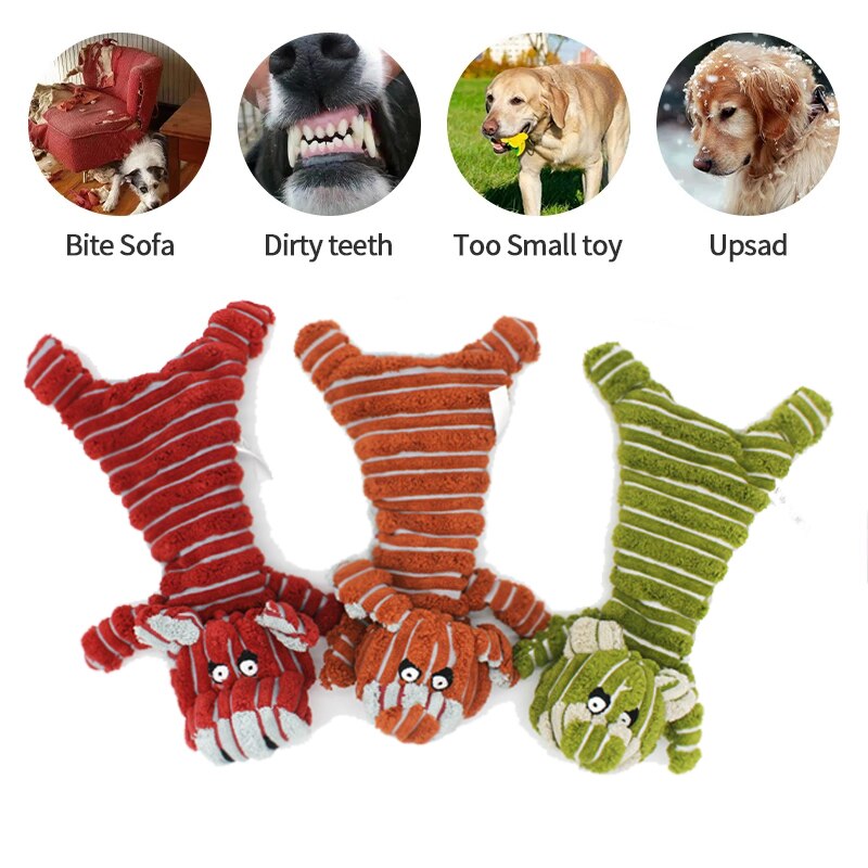 Squeaky Dog Toys, Plush Dog Chew Toys for Puppy Teething, Pet Training and Entertaining, Cattle Style Durable Interactive Dog Toys for Small and Medium Dogs