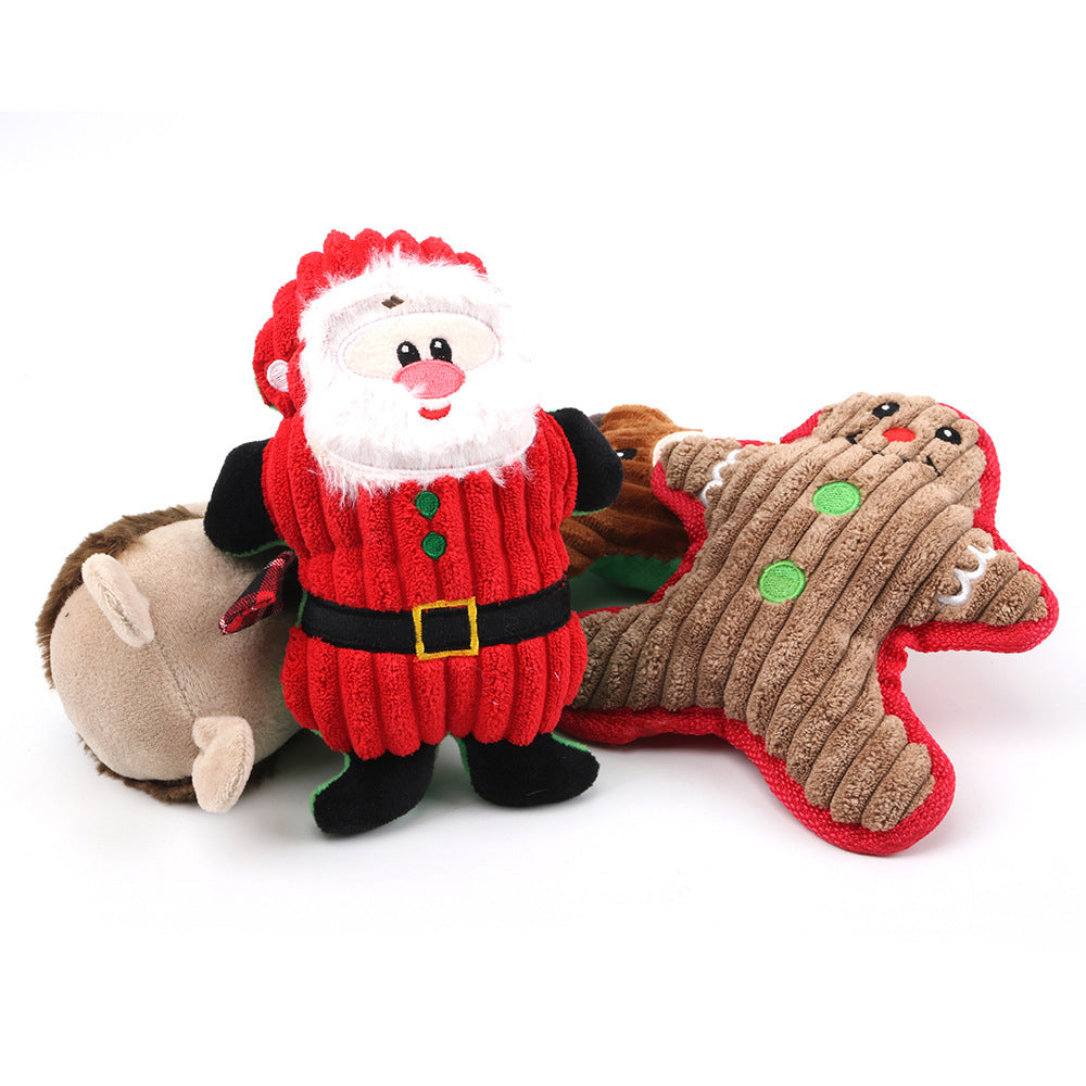 Christmas Dog Rope Toys Pack Squeaky Plush Dog Toys Xmas Pet Gifts,Tough Pets Puppy Chew Interactive Toys,Cute Soft Pet Toys for Small Medium Dogs Teeth Cleaning