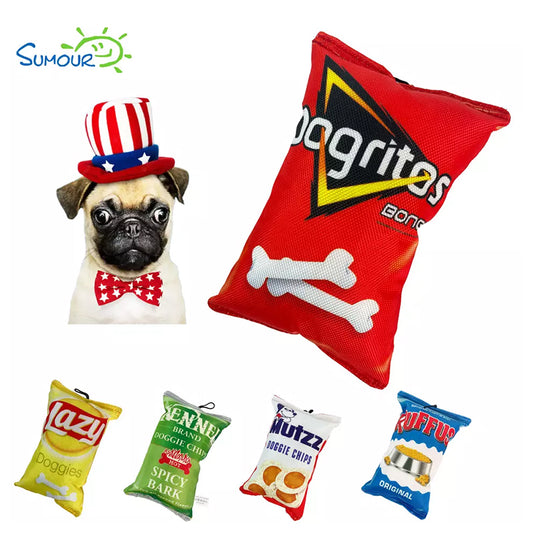 Snuffle Dog Toys, Crinkly Squeaky Interactive Dog Toys, Enrichment Treat Puzzle Dog Toys for Small, Medium, and Large Dogs - Chip and Potato Plush Dog Toy