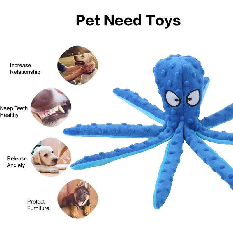 3 Pack Dog Toys for Small Dogs, Medium Dogs, Large Dogs, Puppy Teething Chew Toys, Aggressive chewers, No Stuffing Crinkle Plush Dog Toys, Dog Squeaky Octopus Toys