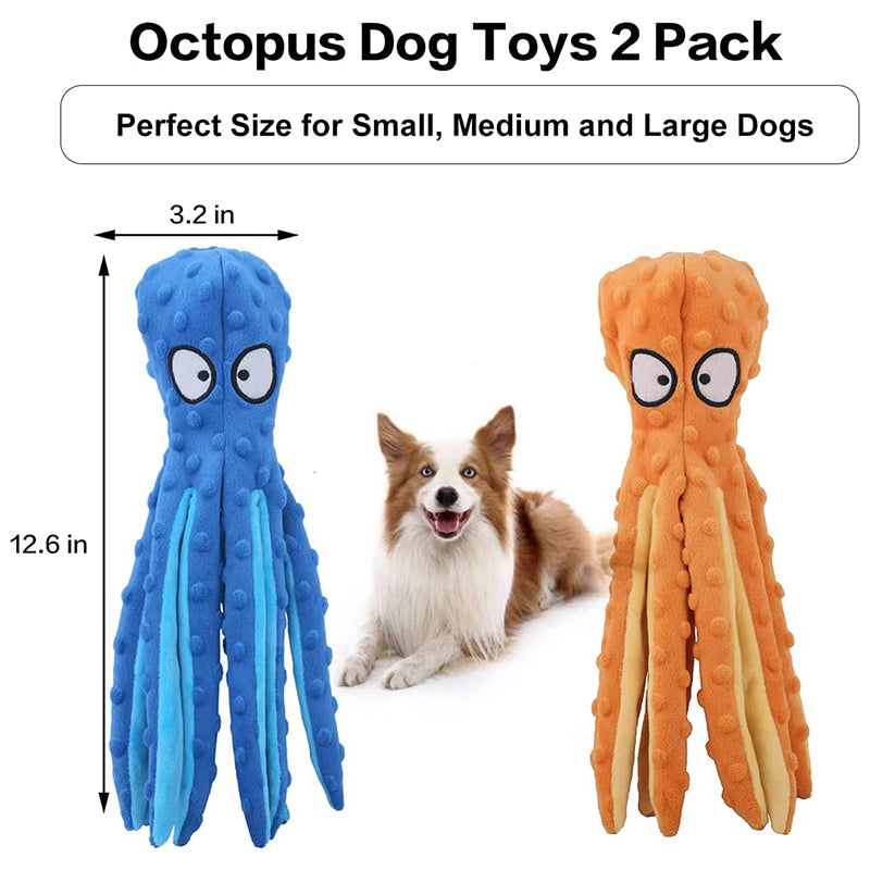 3 Pack Dog Toys for Small Dogs, Medium Dogs, Large Dogs, Puppy Teething Chew Toys, Aggressive chewers, No Stuffing Crinkle Plush Dog Toys, Dog Squeaky Octopus Toys