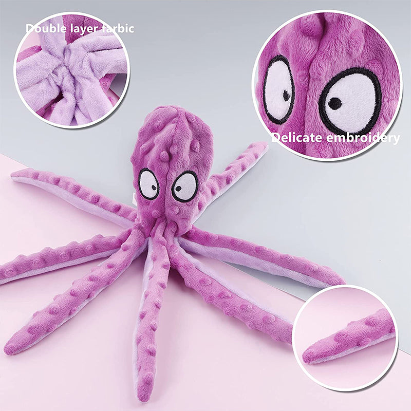 3 Pack Dog Toys for Small Dogs, Medium Dogs, Large Dogs, Puppy Teething Chew Toys, Aggressive chewers, No Stuffing Crinkle Plush Dog Toys, Dog Squeaky Octopus Toys