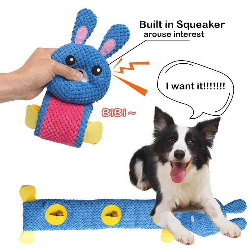 Plush Dog Toys Dog Squeak Chew Toys for Puzzle & Foraging Instinct Training, Pet Treat Toy, Rabbit Interactive Plush Dog Chew Teething Toys for Small Medium and Large Dogs