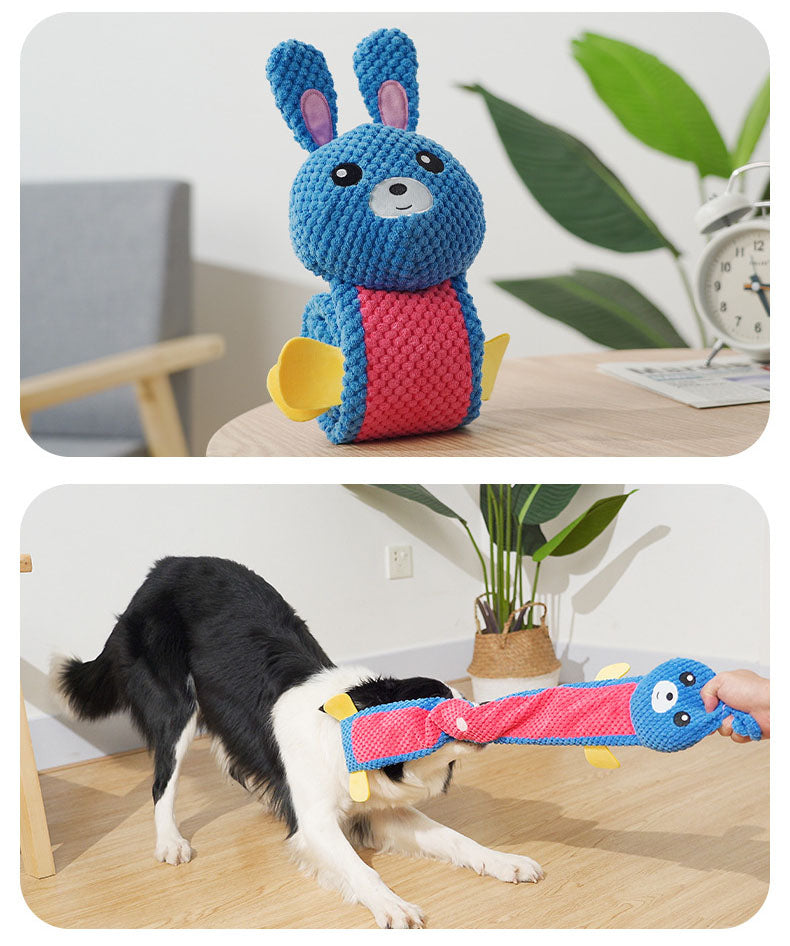 Plush Dog Toys Dog Squeak Chew Toys for Puzzle & Foraging Instinct Training, Pet Treat Toy, Rabbit Interactive Plush Dog Chew Teething Toys for Small Medium and Large Dogs