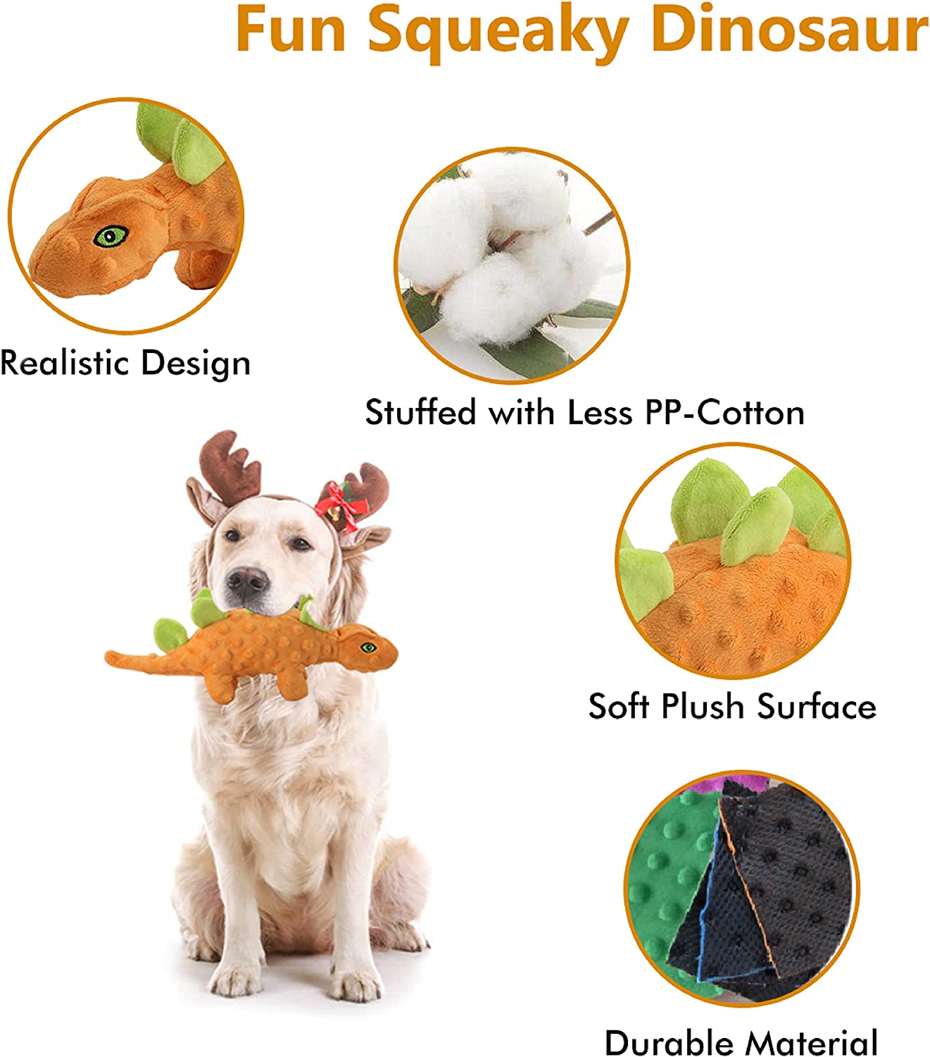 Squeaky Dog Toy for Aggressive Chewer, Tough Plush Dog Toys for Large Dogs, Crinkle Interactive Puppy Dog Toys for Small Medium Dogs