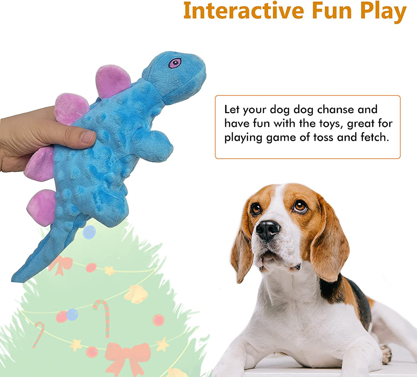 Squeaky Dog Toy for Aggressive Chewer, Tough Plush Dog Toys for Large Dogs, Crinkle Interactive Puppy Dog Toys for Small Medium Dogs